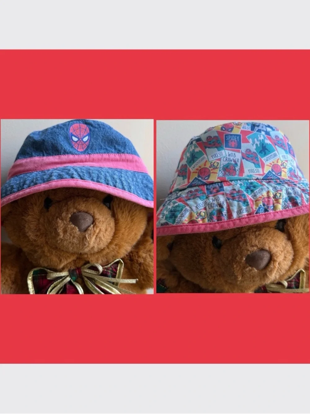 Marvel Kids Reversible Spider-Man Bucket Hat in Blue and Light Red